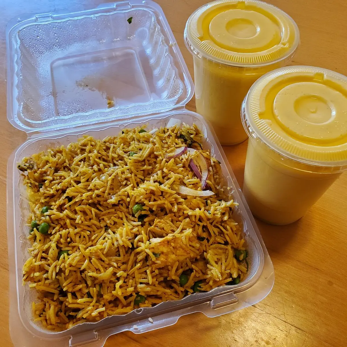 Chicken Biryani with Mango Lassi