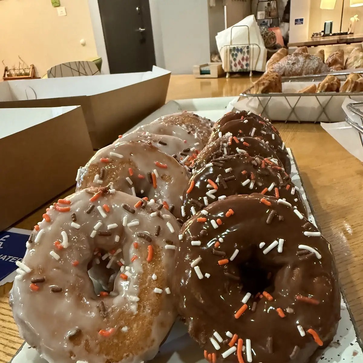 Glazed and Chocolate Donuts with Sprinkles