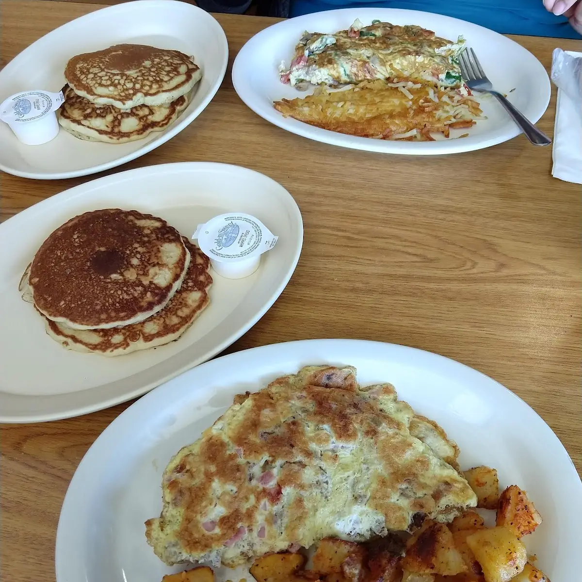 Veggie Omelet Hash Browns Pancakes