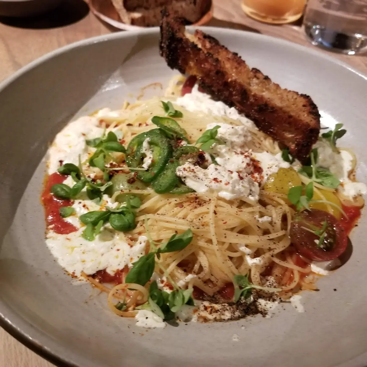 Angel Hair Pasta with Basil Pesto Brussels Sprouts