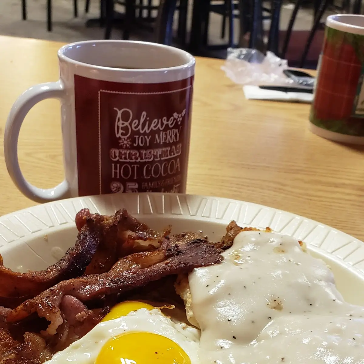 Bacon Eggs Biscuits and Gravy