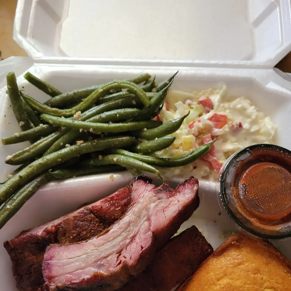 Ribs Green Beans Coleslaw Cornbread