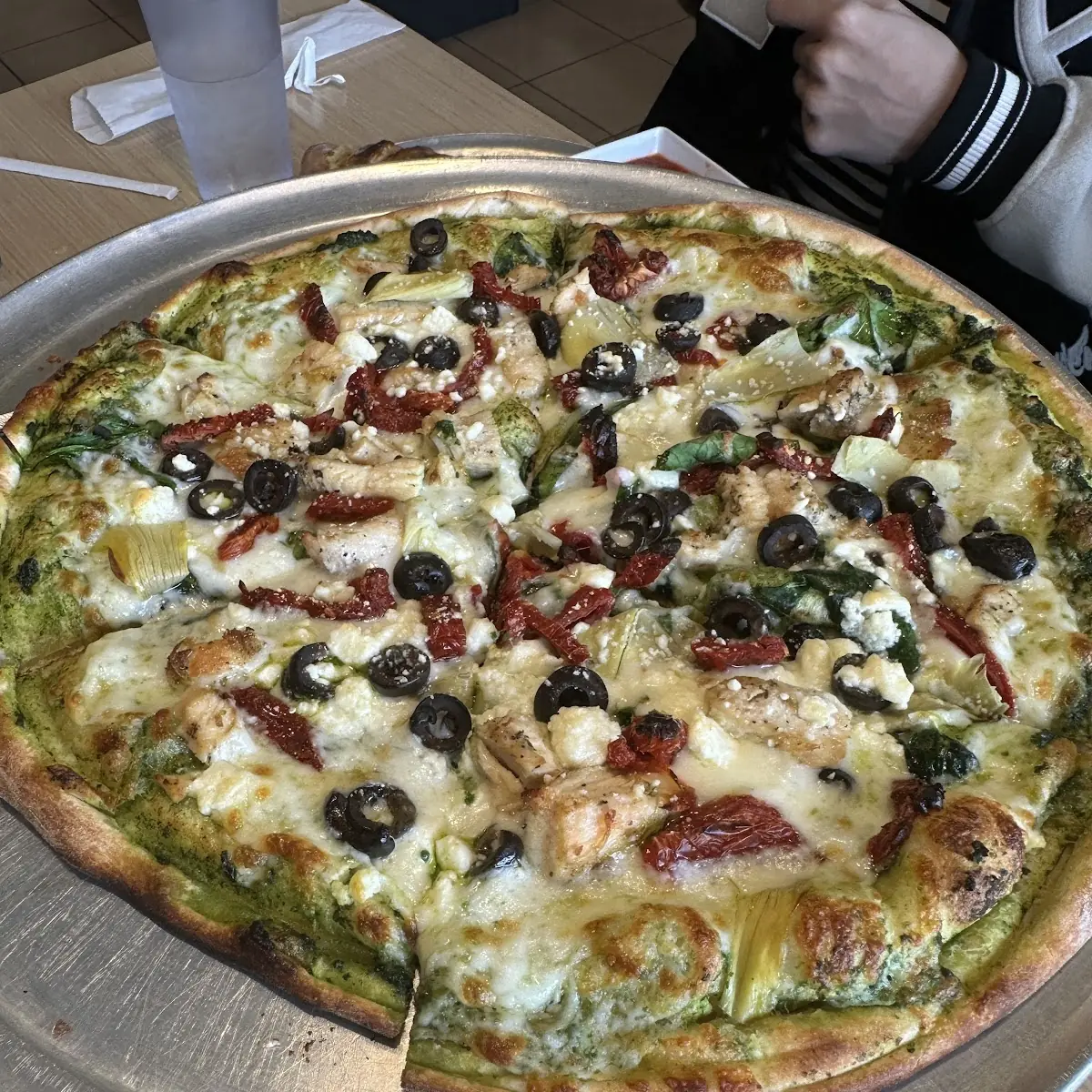 Customed Made Pesto Chicken Pizza