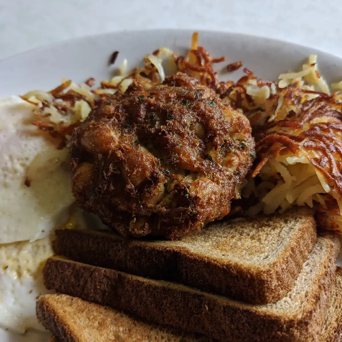 Crab Cake & Eggs Any Style