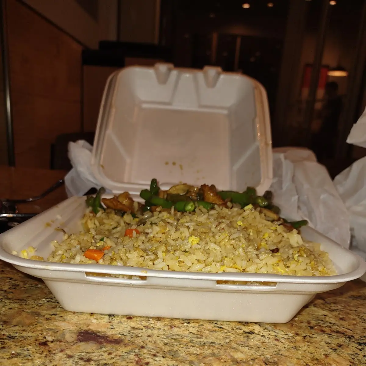 Fried Rice Green Beans and Chicken