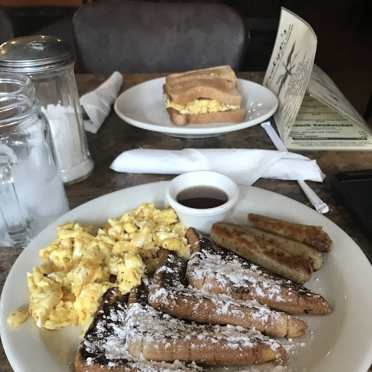 French Toast Meat and Eggs Turkey Sausage Cheese Mixed