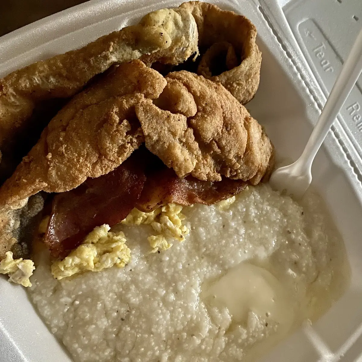 Whiting Fried Fish with Eggs and Grits