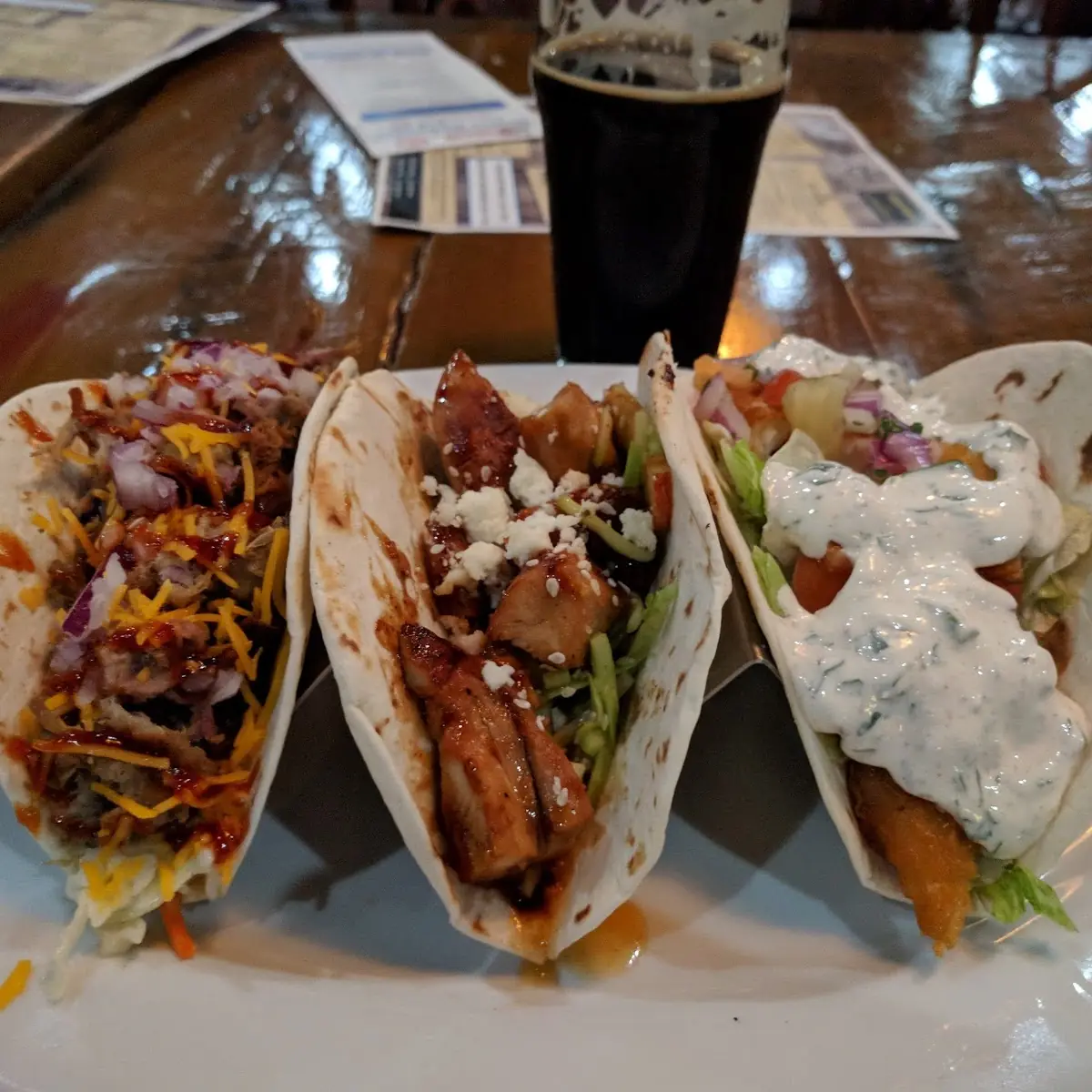 Pork Chicken and Fish Tacos