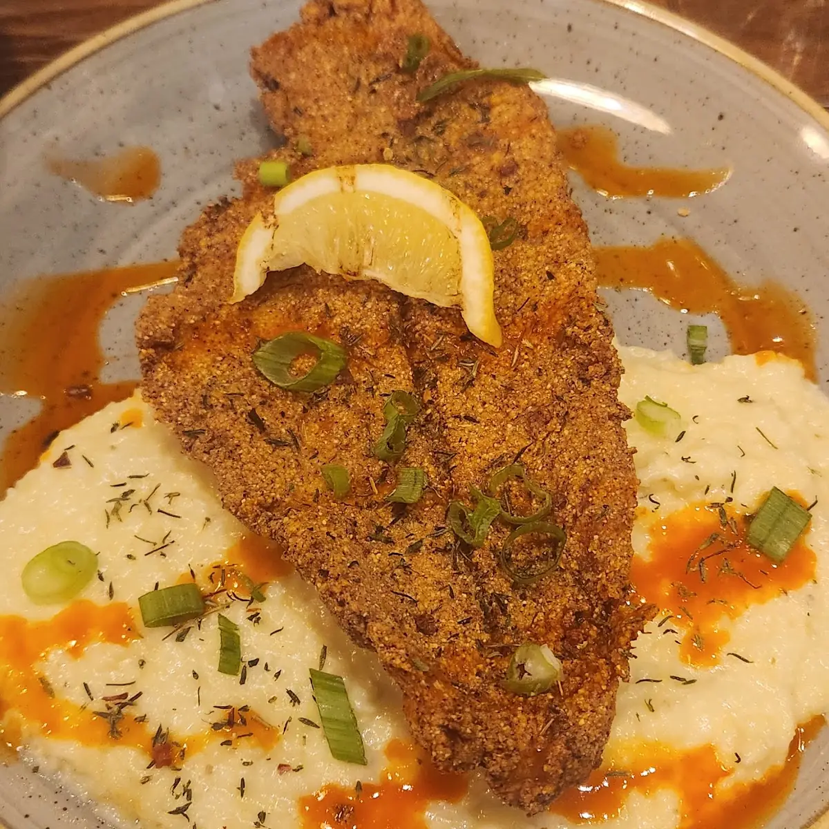 Fried Catfish with Cheesy Grits