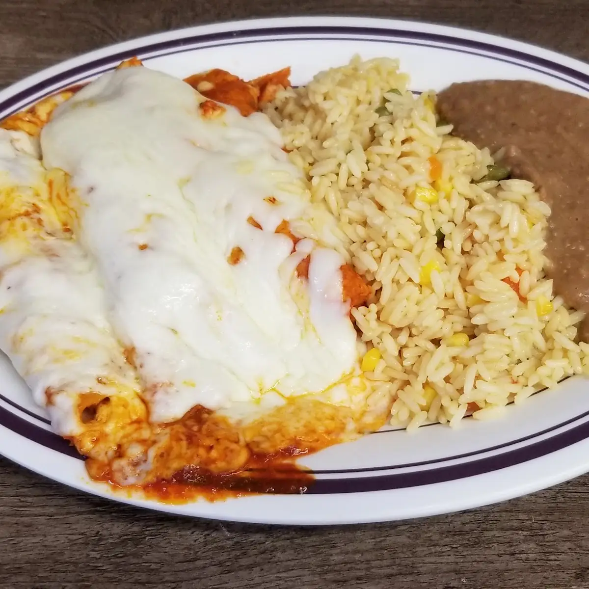 Cheese Enchiladas Rice and Beans