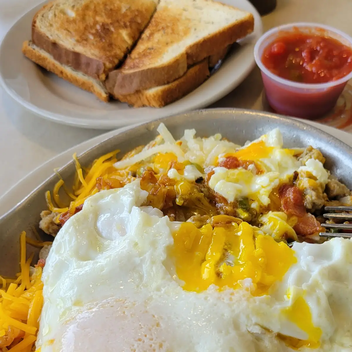 Loaded Hash Browns & over Eggs