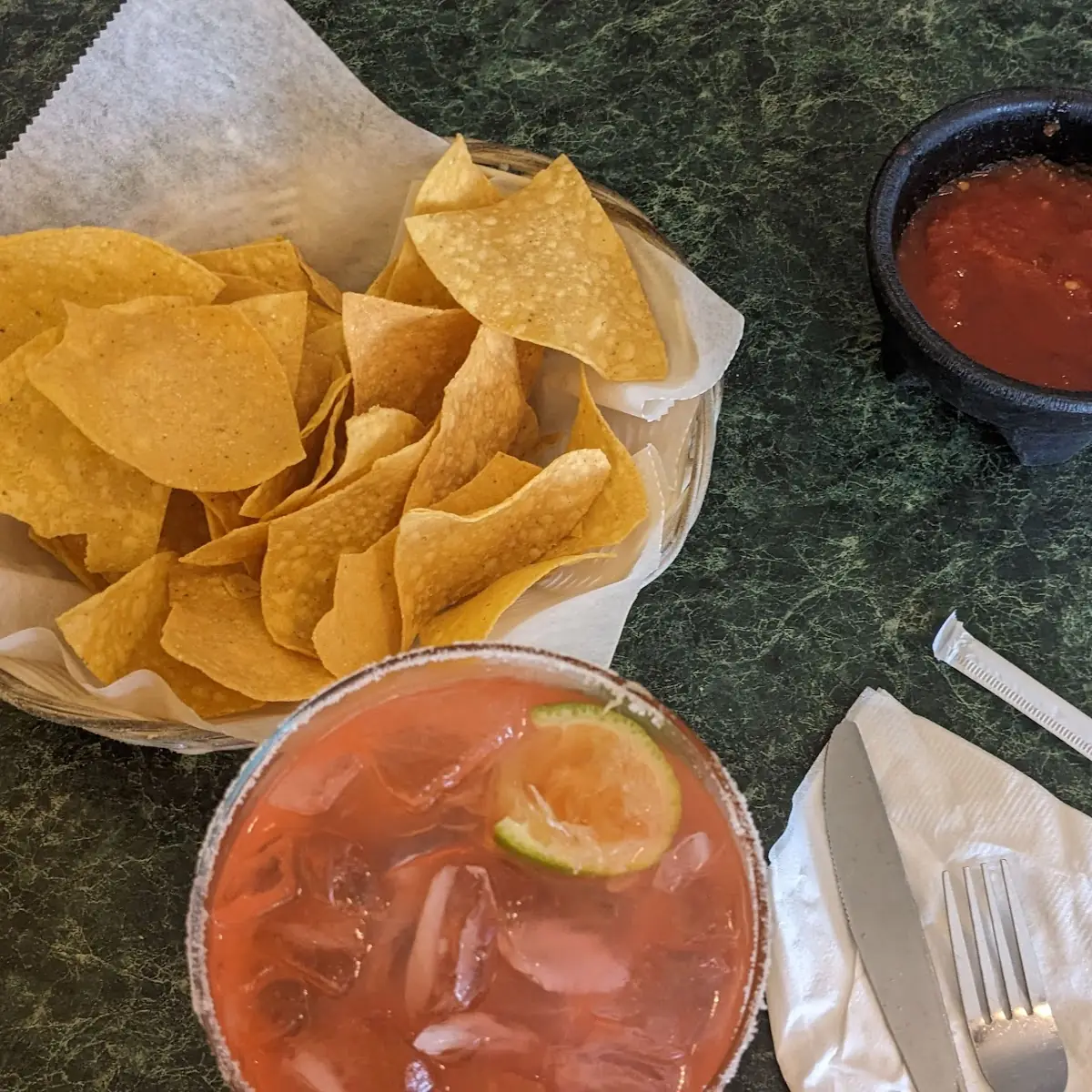 Chips Salsa and Wine Margarita