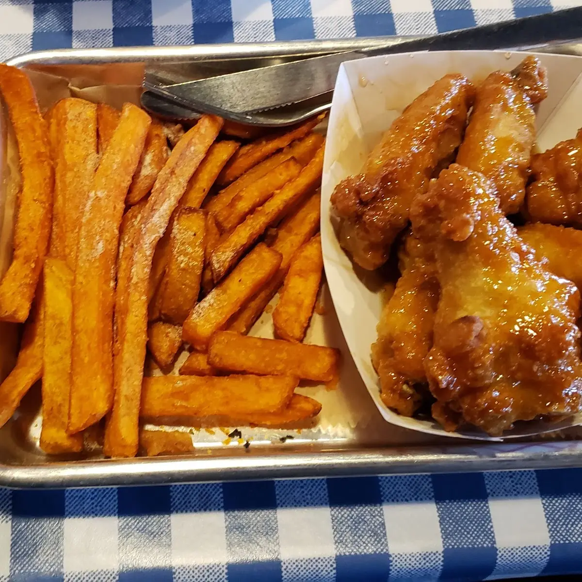 Honey Chicken Wings and Fries