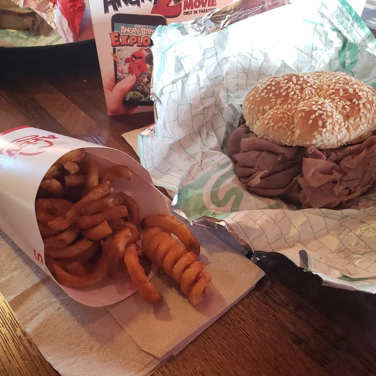 Medium Roast Beef and Curly Fries