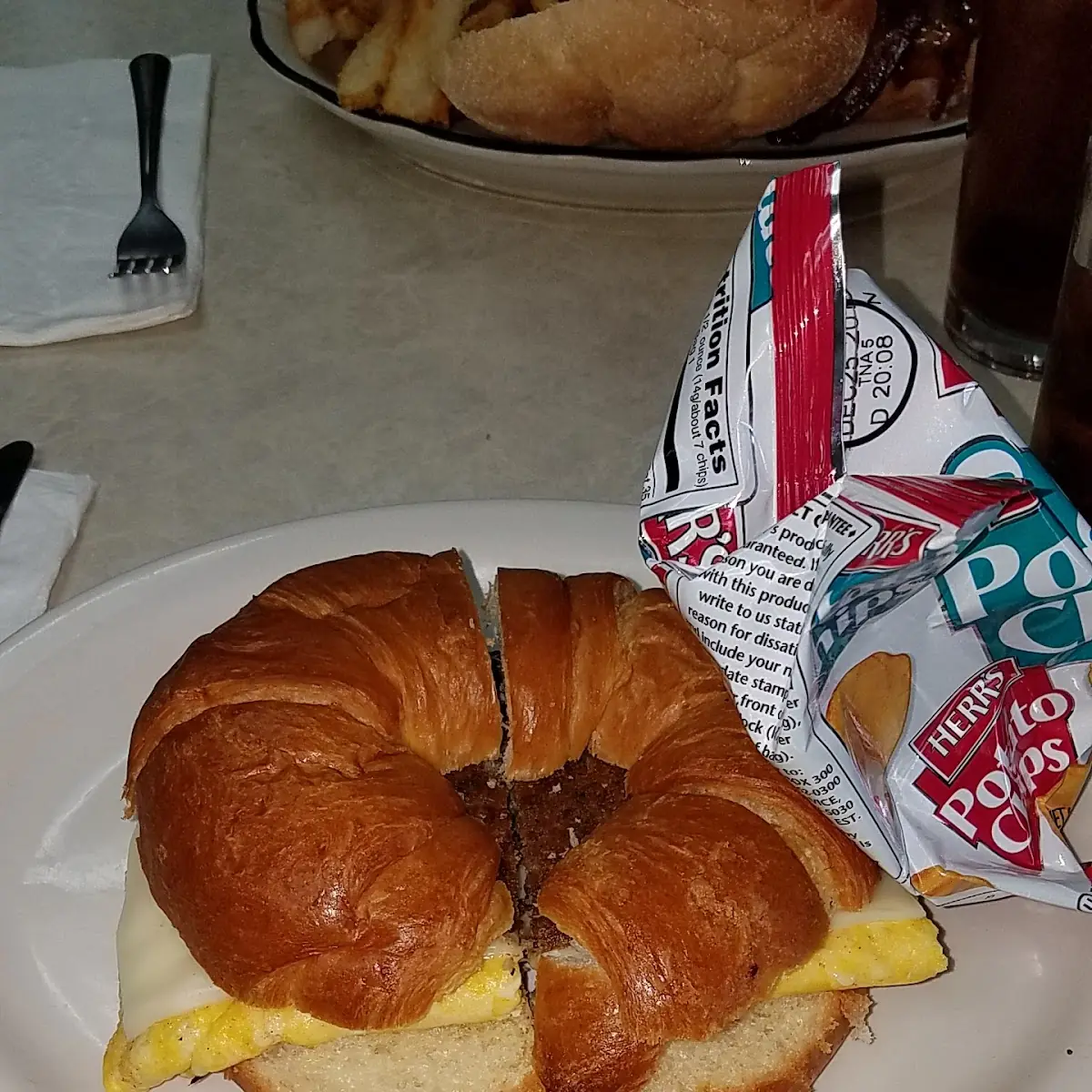 Scrapple Egg and Cheese Croissant