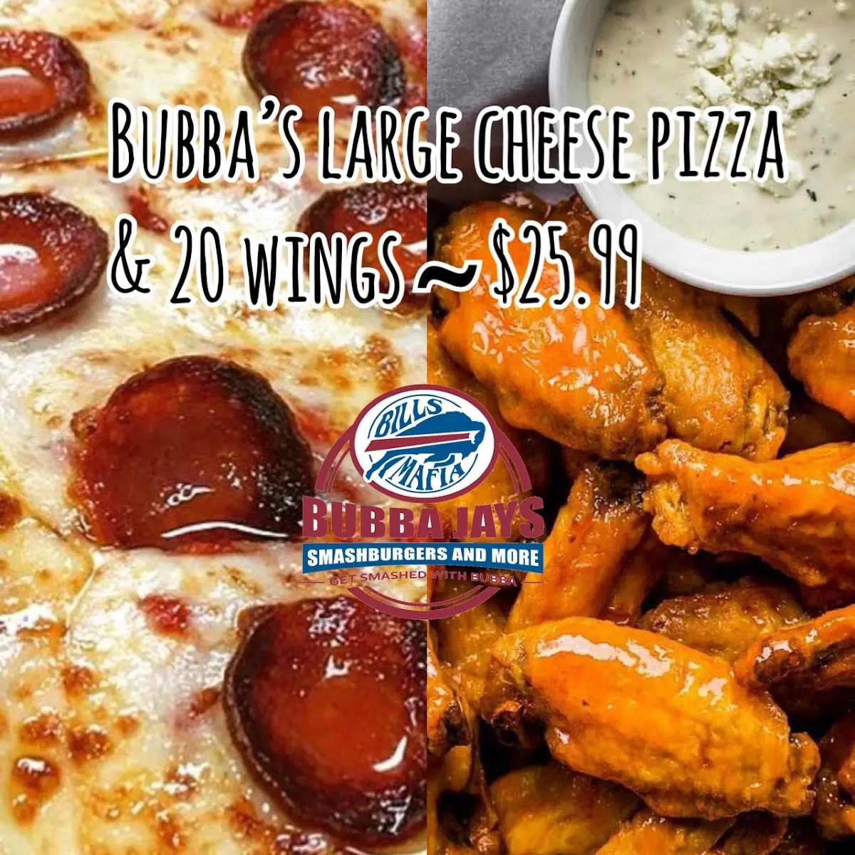 Large Pizza and 30 Wings
