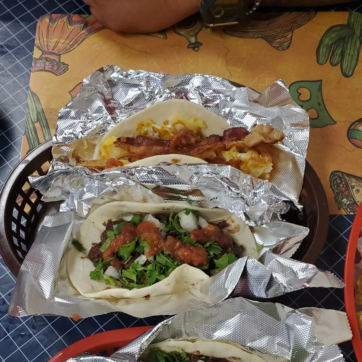 Barbacoa Taco Chicken Taco Papa and Egg