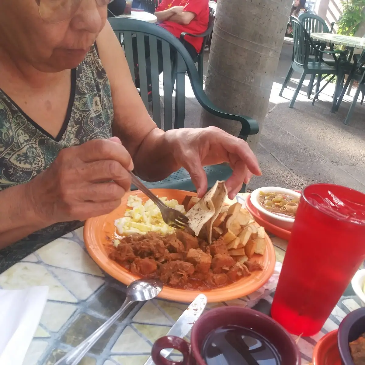 Carne Adovada with Eggs and Hash Browns