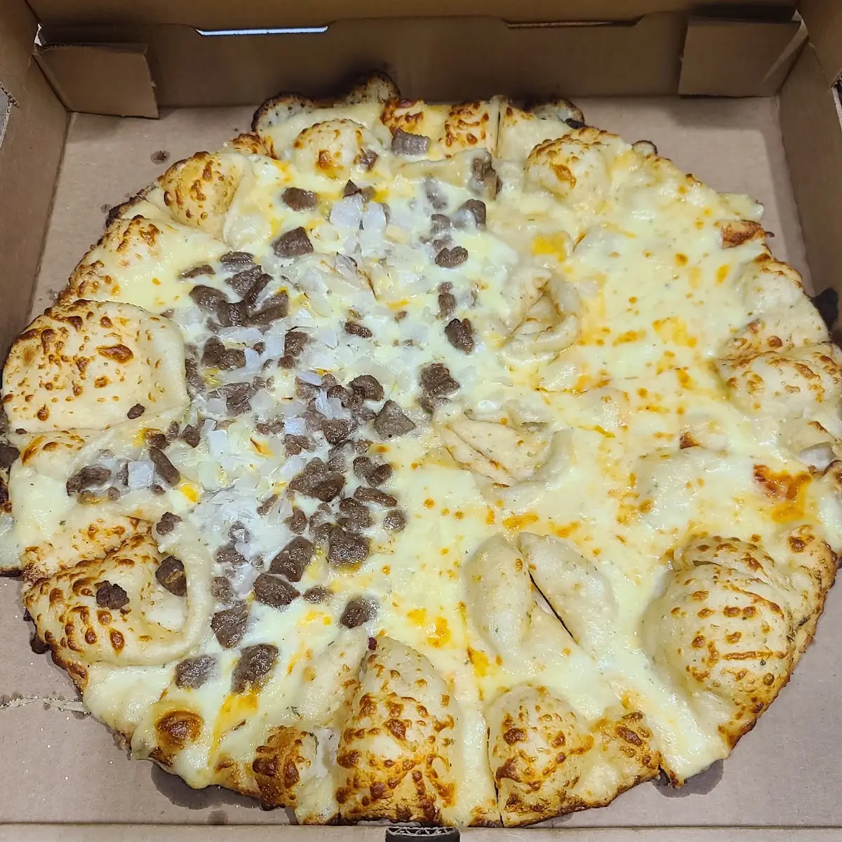 Kissin Cussin Half Cheese Pizza