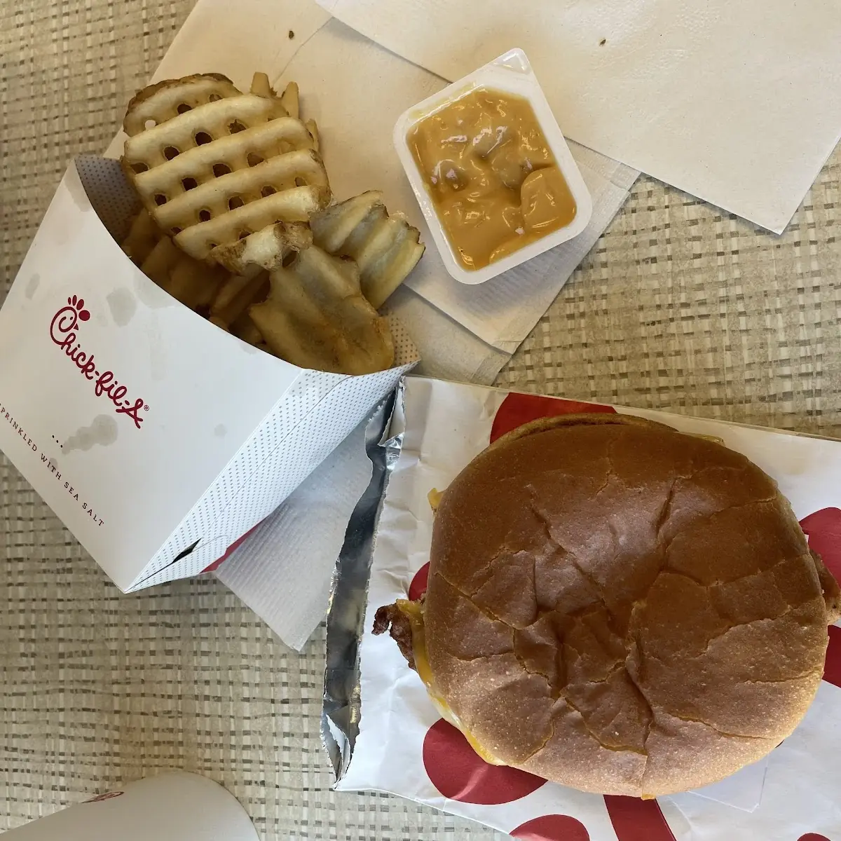 Chicken Sandwich and Waffle Fries