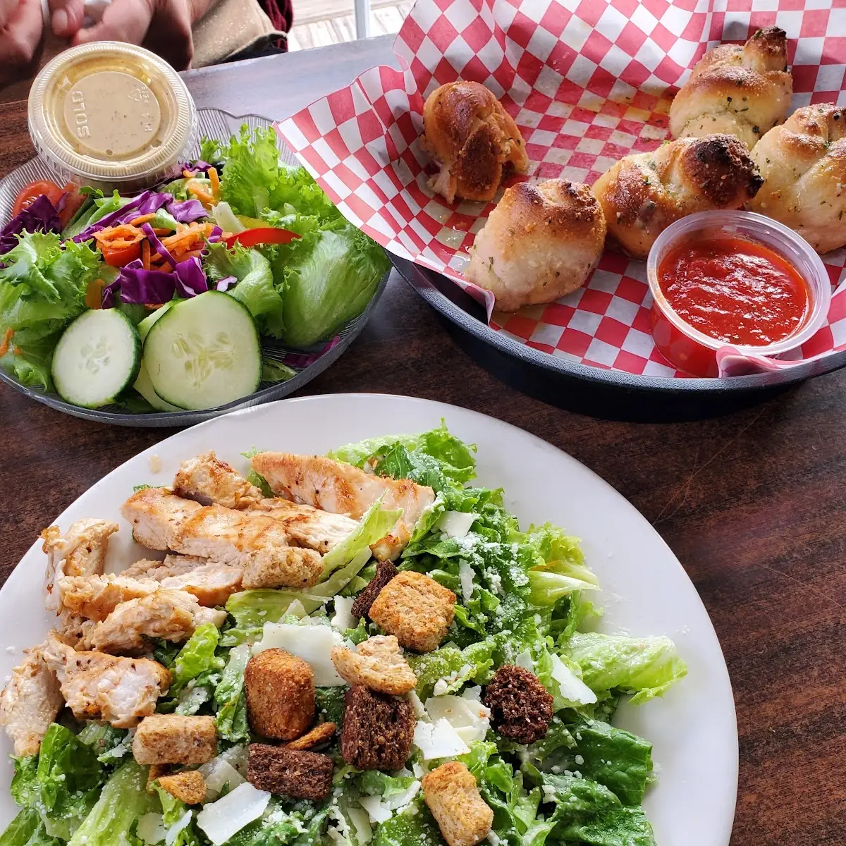 Garlic Knots Chef Salad Chicken Caesar Salad