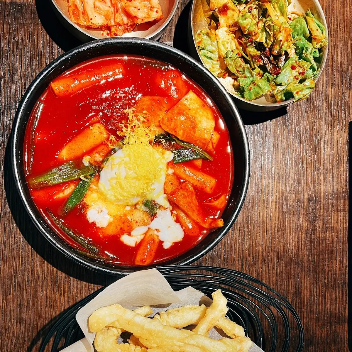 Spicy Rice Cakes and Fried Squid