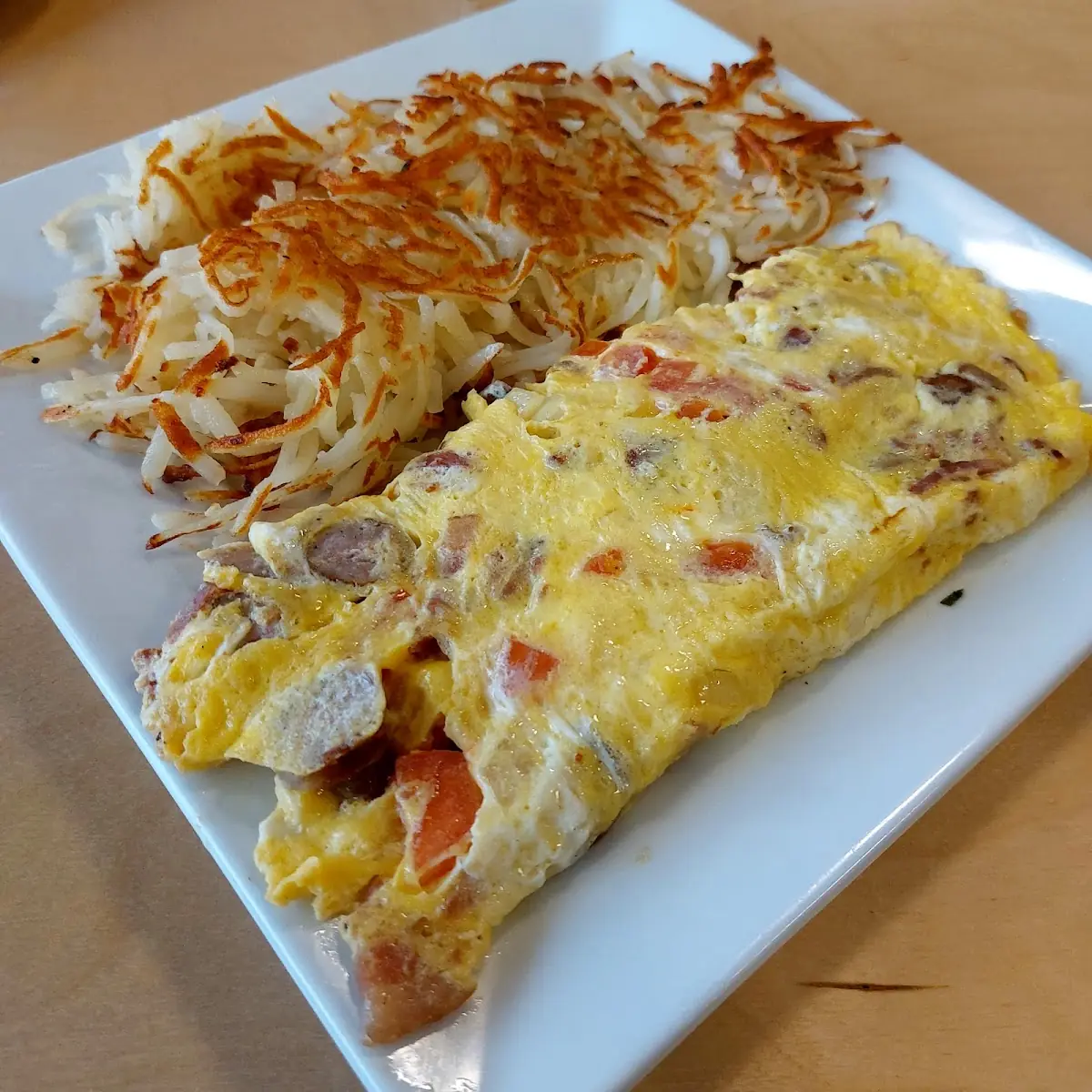Bacon Sausage Tomato Omelette