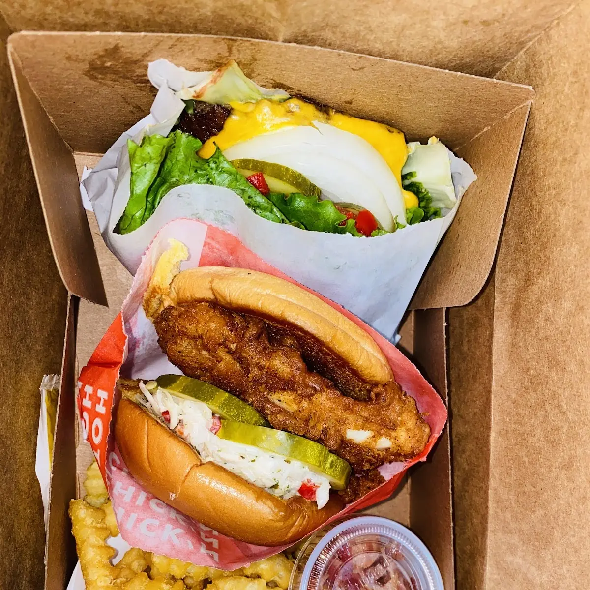 Fries and Chicken Sandwich