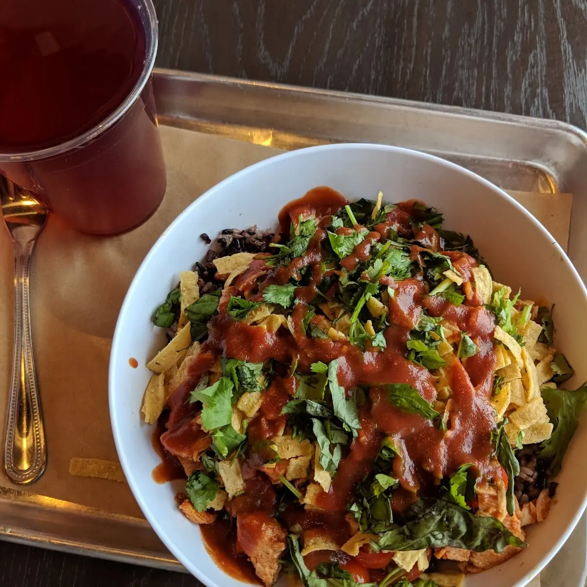 BBQ Ranch Chicken Rice Bowl with Raspberry Lemonade