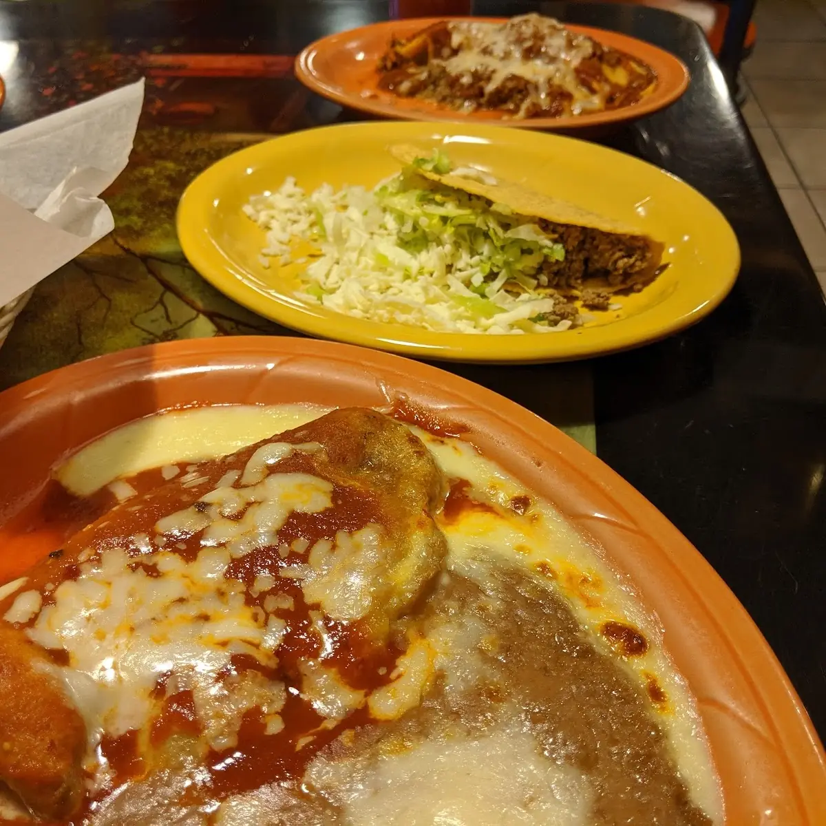 One Enchilada One Chile Relleno & Refried Beans