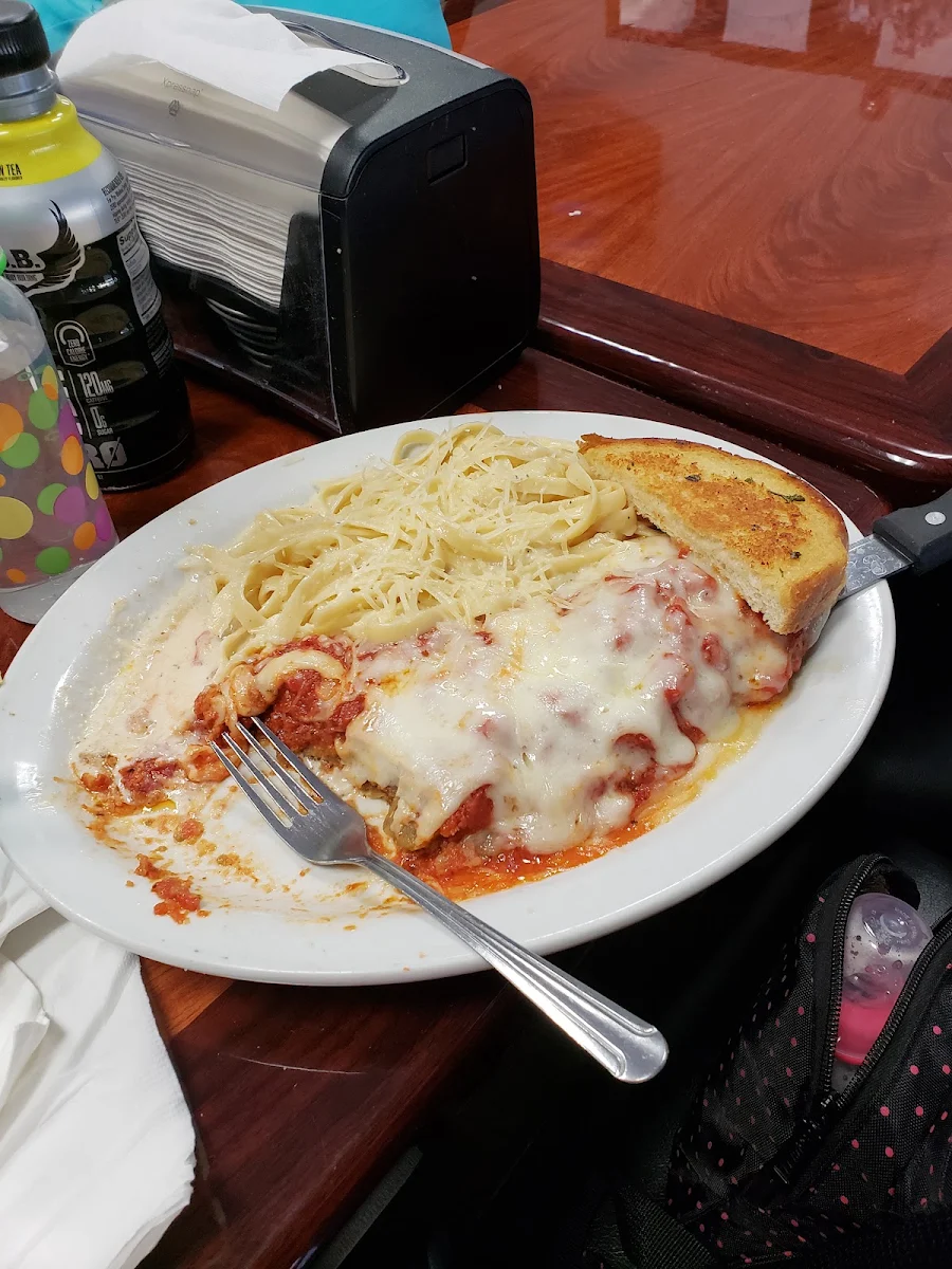 Eggplant Parmesan Dinner with Fettuccine Alfredo