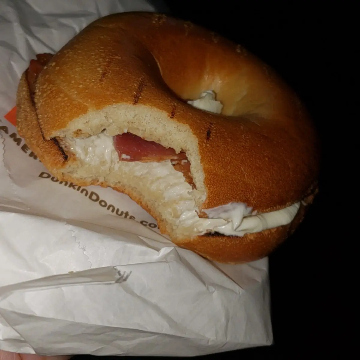 Plain Bagel Cream Cheese and Bacon Strips