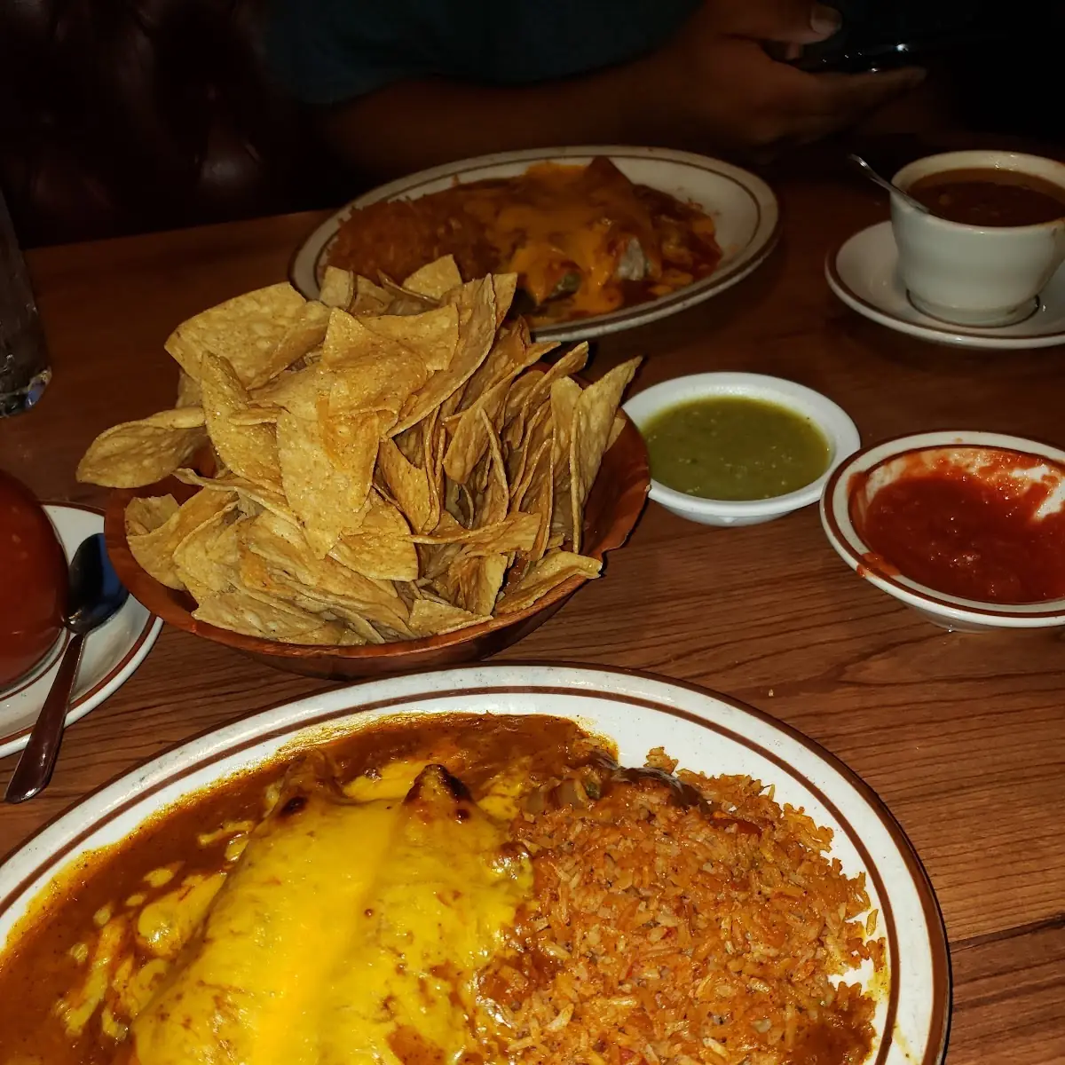 One Beef Taco One Cheese Enchilada with Beans and Rice