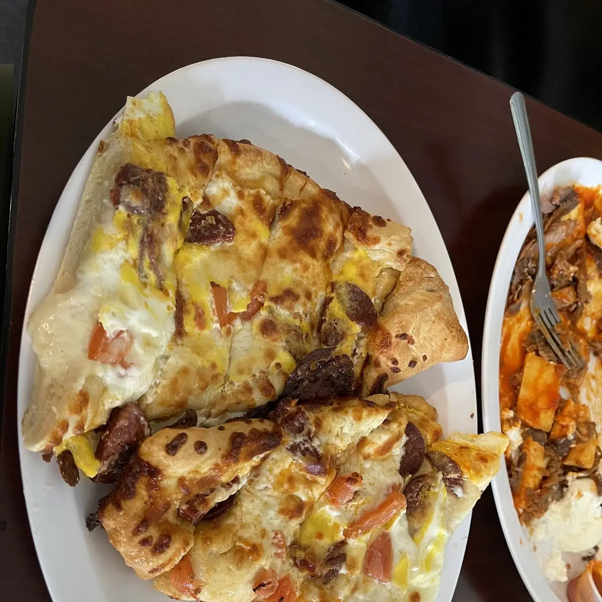 Turkish Sausage and Cheese Egg Pide