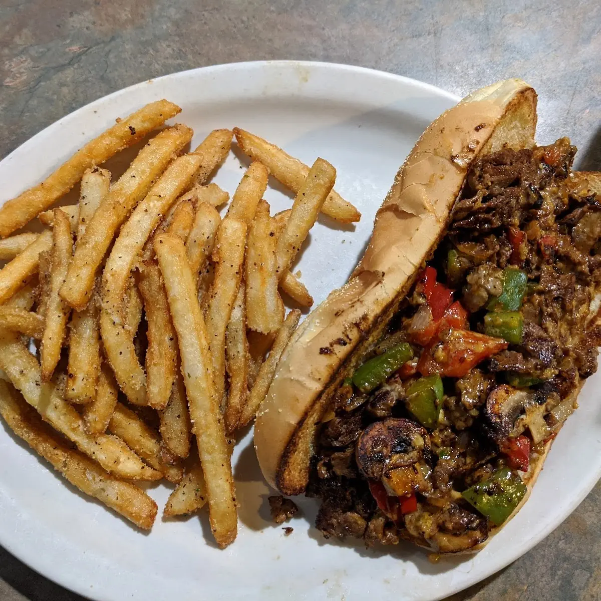 Cheese Steak and Fries