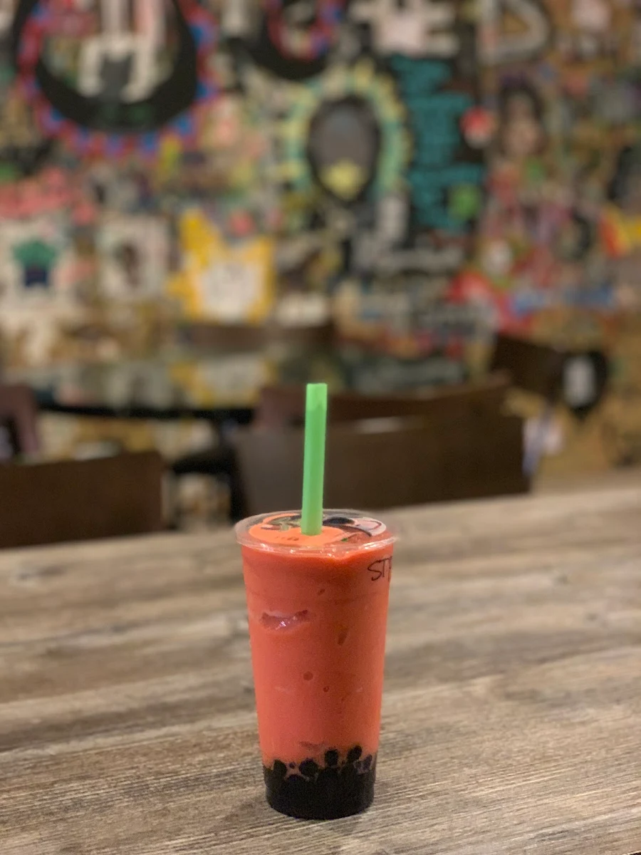 Strawberry Mango Pineapple with Boba Smoothie
