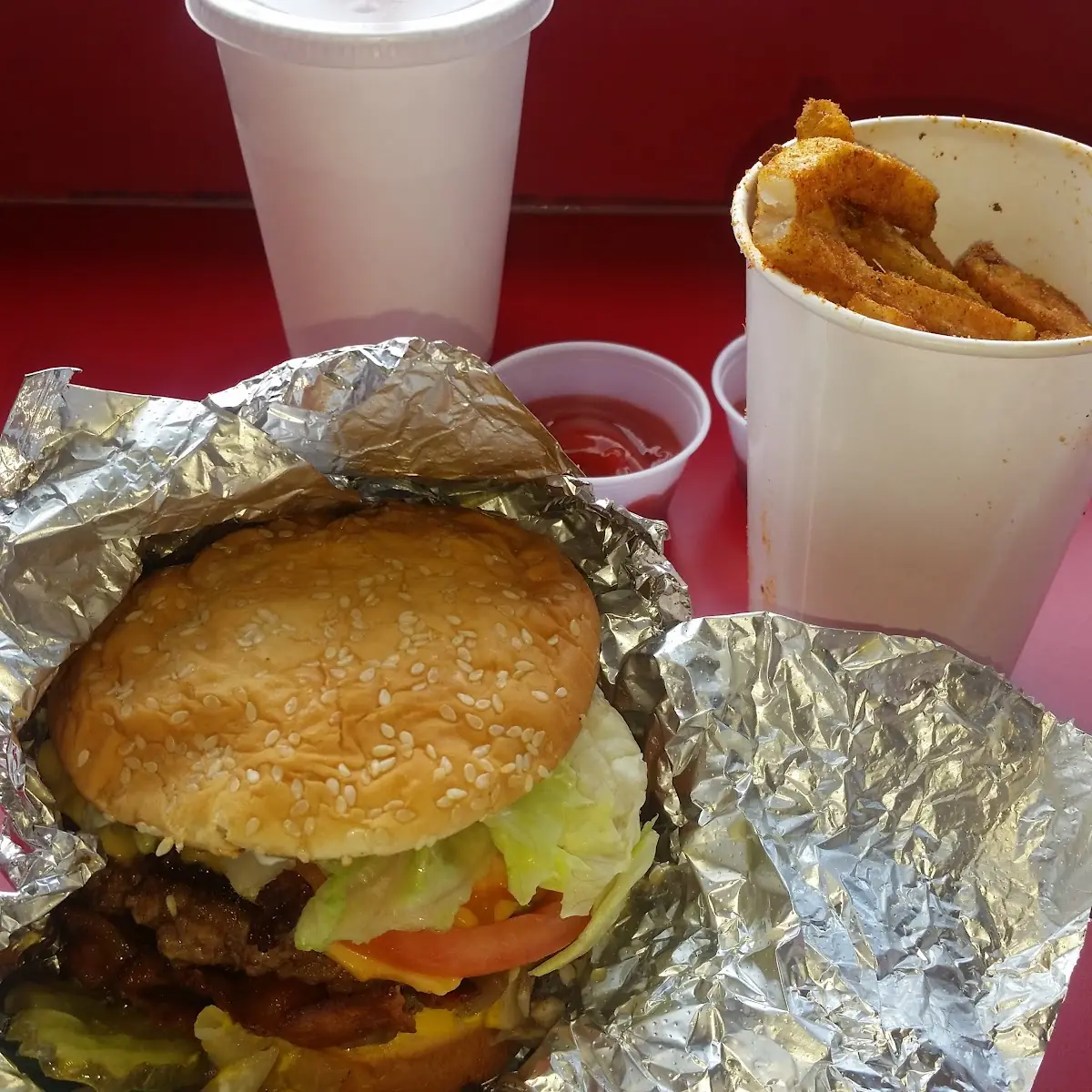 Double Bacon Cheese Burger Deluxe with Everthing
