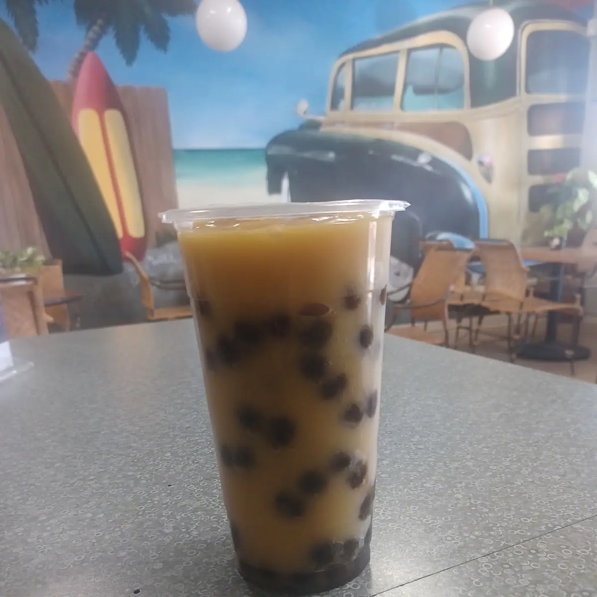 Mango Slush with Boba
