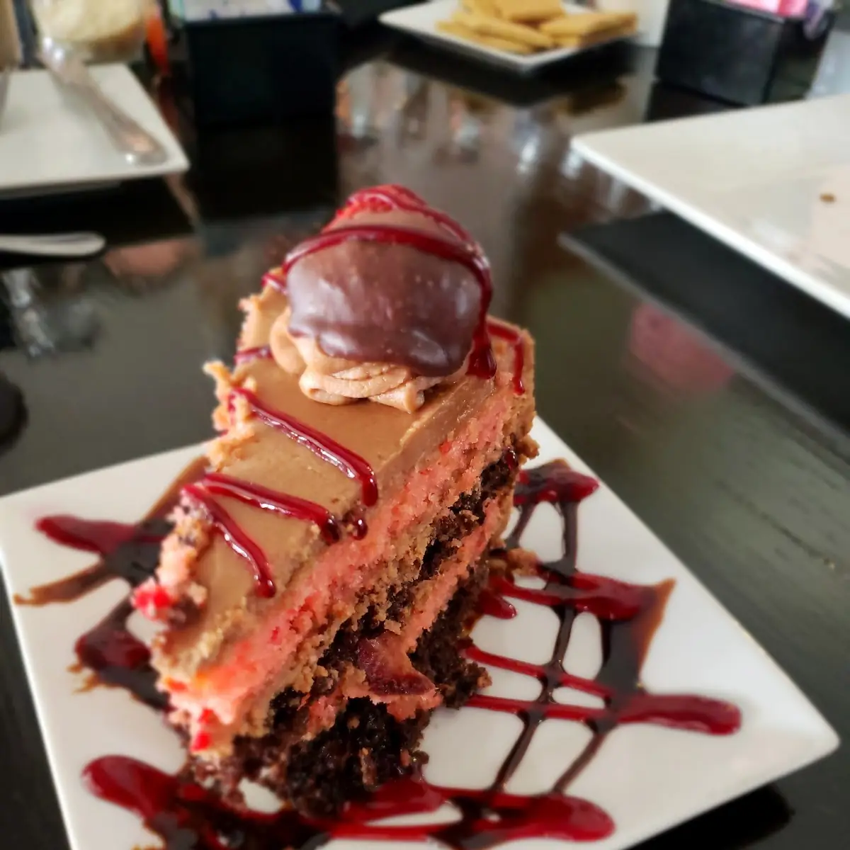 Strawberry Chocolate Cake Slice