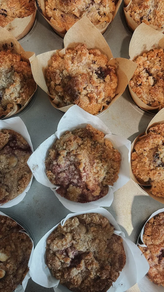 Stresusel Topped White Chocolate Raspberry Muffin