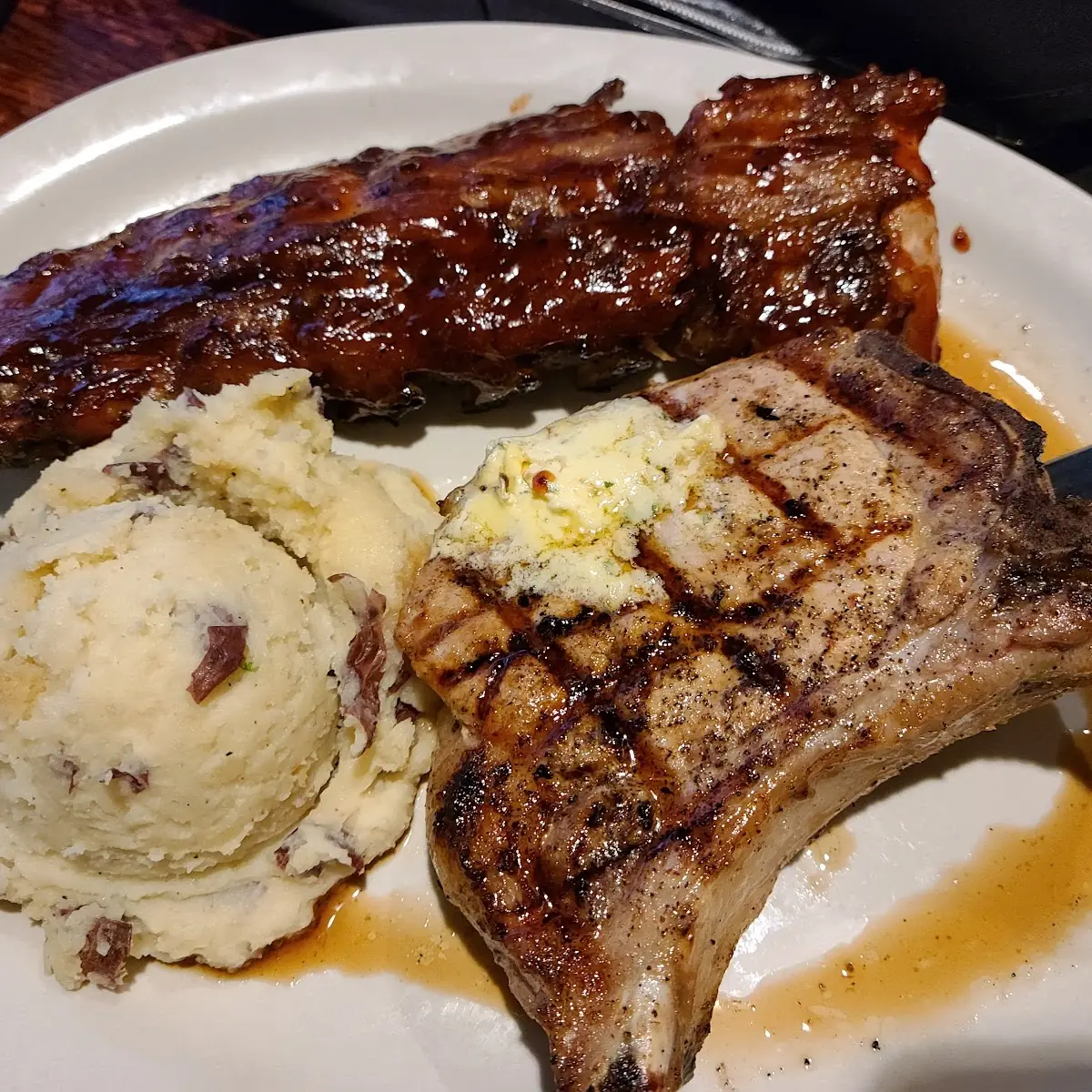 Steak Grilled Chicken and Mashed Potatoes
