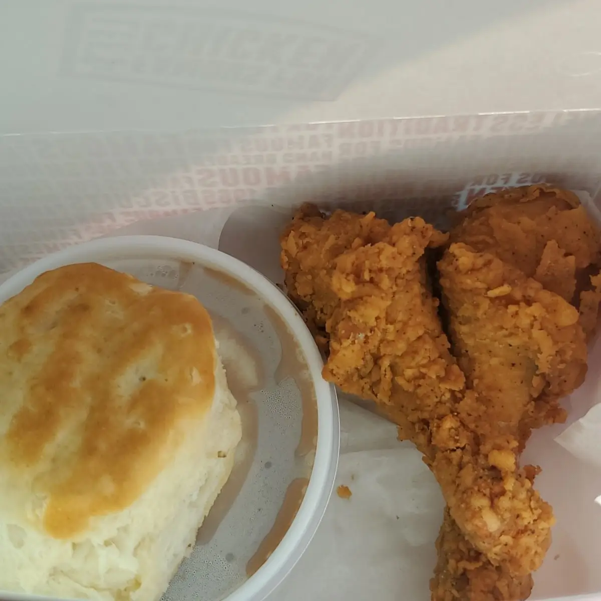 2 Chicken Legs Mashed Potatoes with Gravy and Biscuit