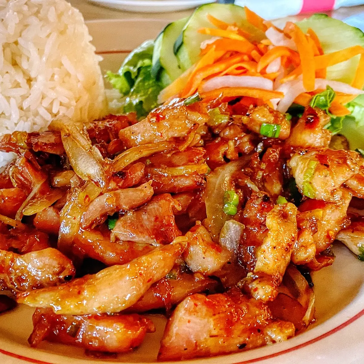 Com GA Xao-Caramelized Lemongrass Chicken WL Broken Rice