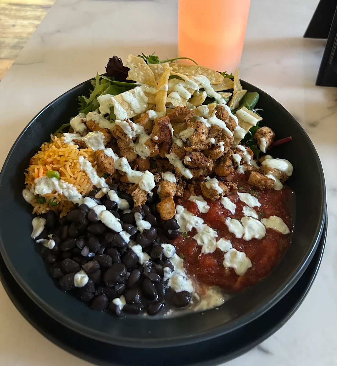 Chicken Taco Bowl, Salsa & Guacamole