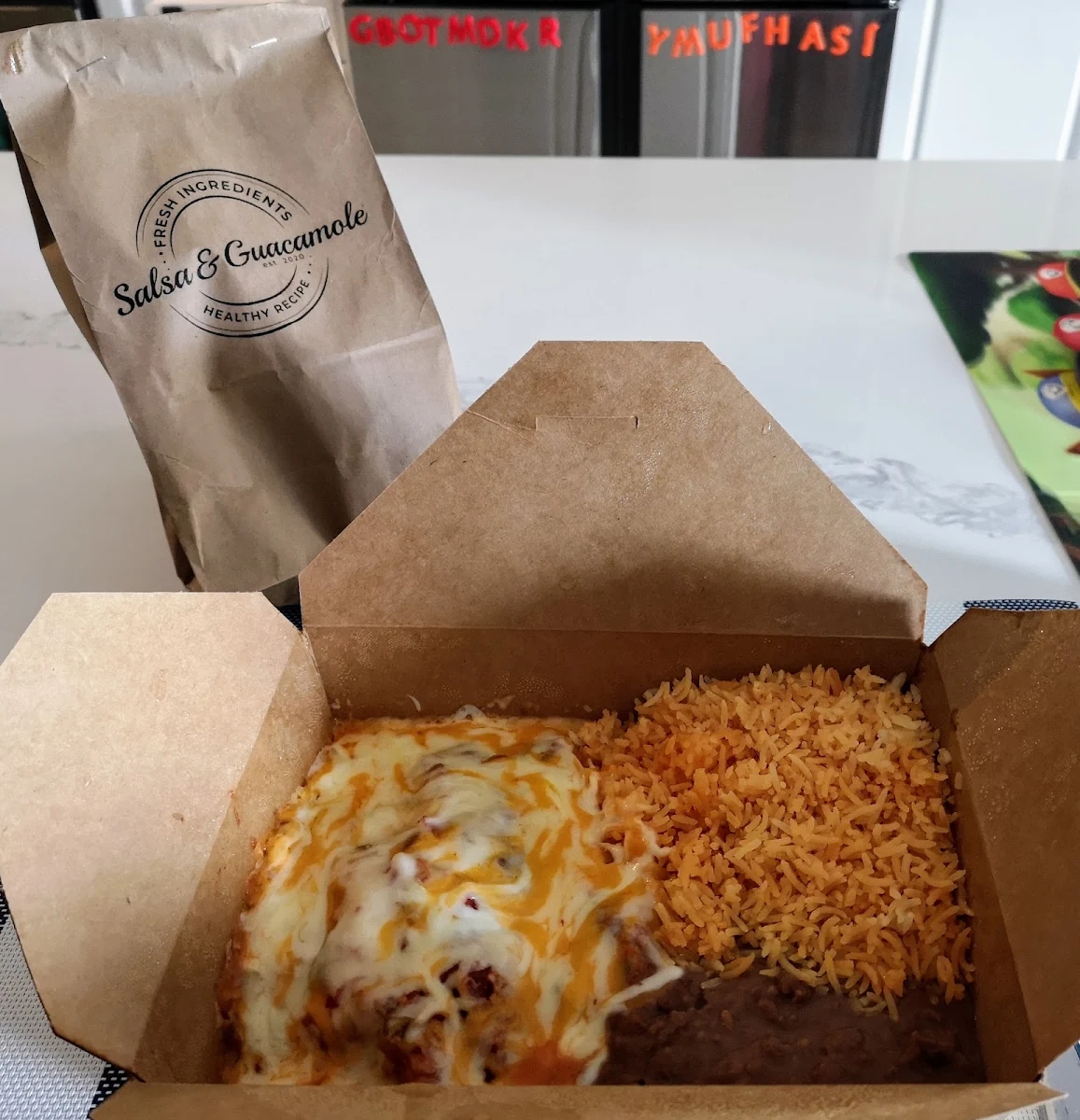 Green Enchiladas, Salsa & Guacamole