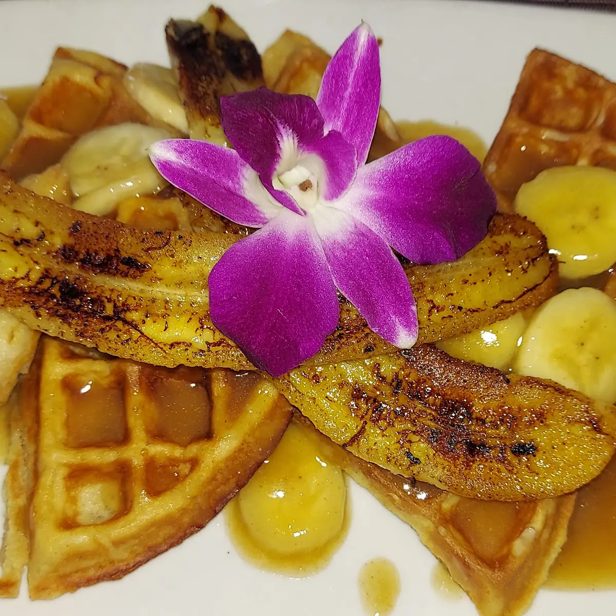 Waffles Done Banana Foster Style