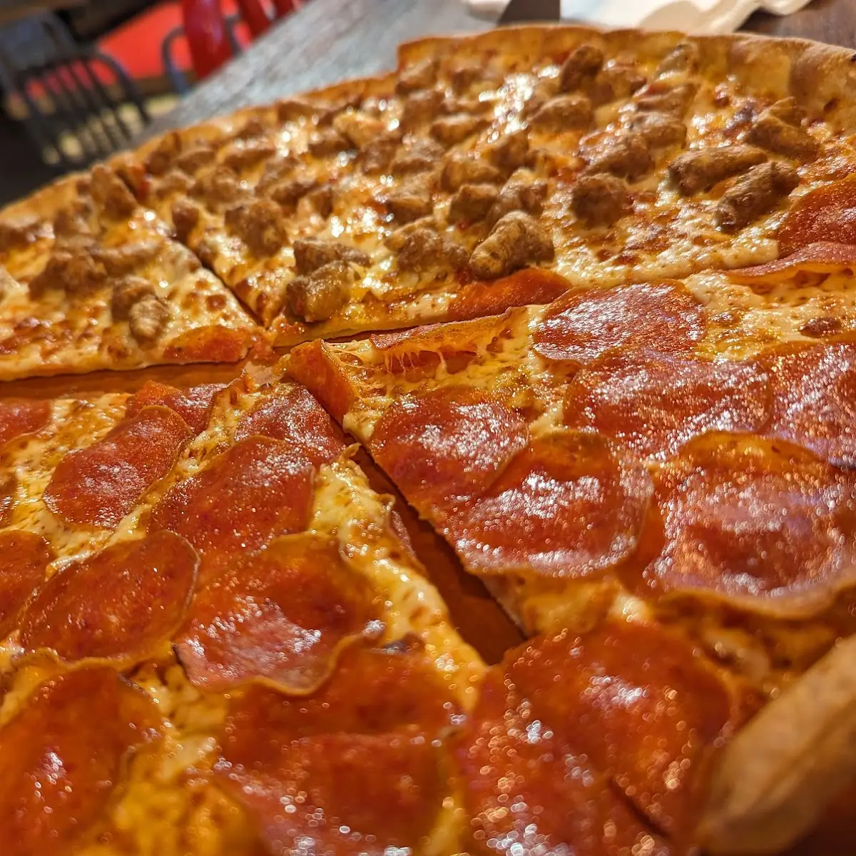 Pepperoni and Sausage Pizza Thin Crust