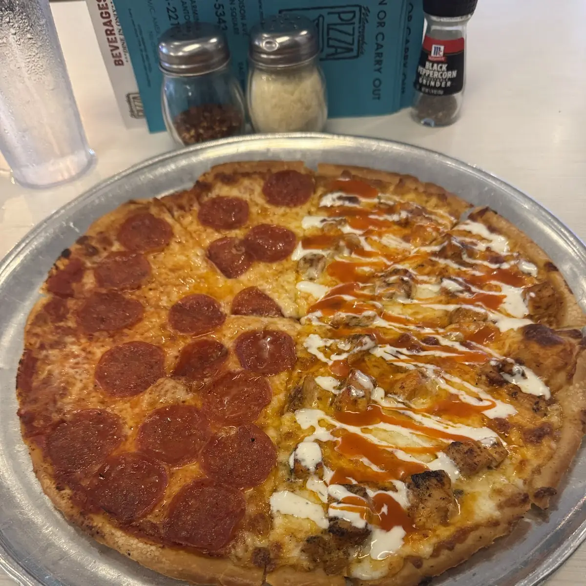 Half Pepperoni Half Buffalo Chicken
