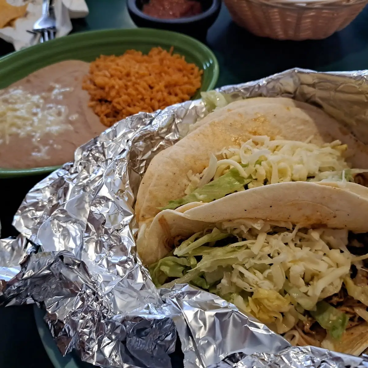 Chicken Tacos with Beans and Rice