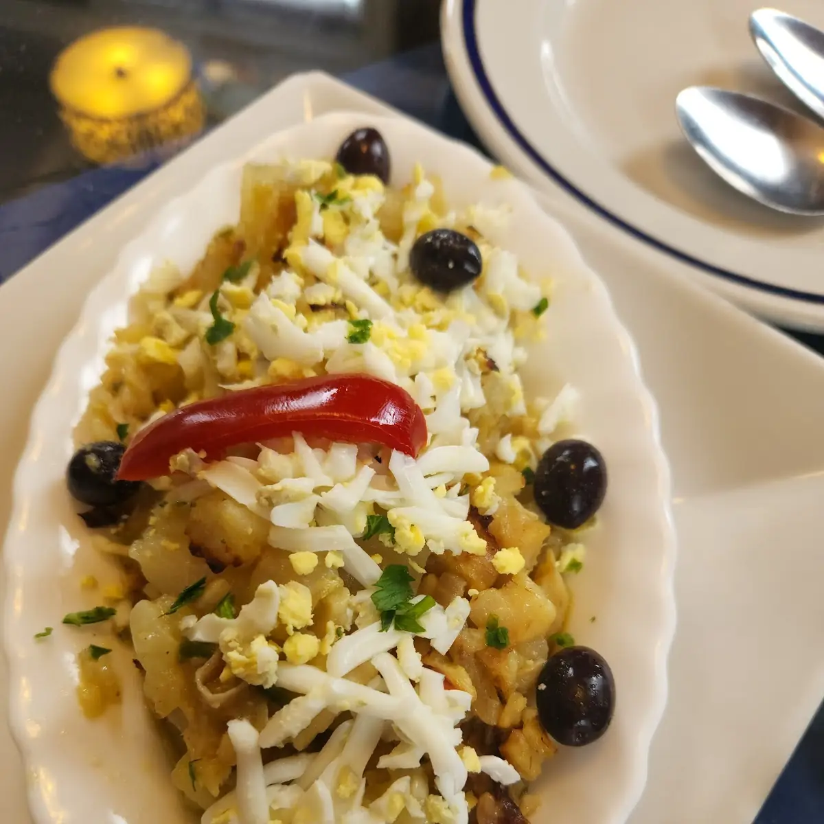 Shredded Cod Fish Potatoes and Chickpeas